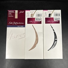 Hanes Knee Highs Silk Reflections Sandal Toe 2-Pack 2 Travel Buff 1 Barely Black