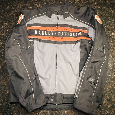 Harley Davidson Men's 2 in 1 Padded Motorcycle Jacket/Tall Large