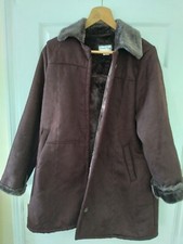 Womens Size 14 Gabriella Vicenza Faux Fur Lined Suedette Coat