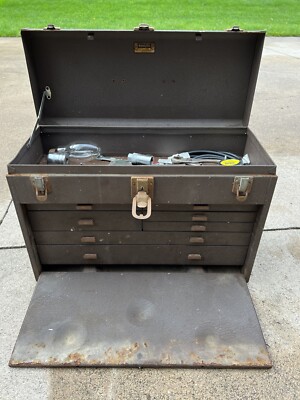 Vintage Kennedy Kits Tool Box Machinist Chest Felt Lining 7 Drawer