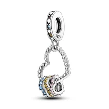 MULA Silver Plated Charms Colorful AAA CZ Heart Love Dangle For Women Bracelets