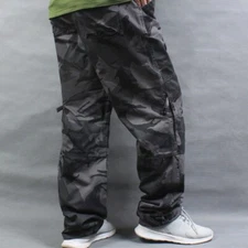 Men Plus Size Cargo Pants Camouflage Baggy Loose Hip Hop Pocket Casual Trousers