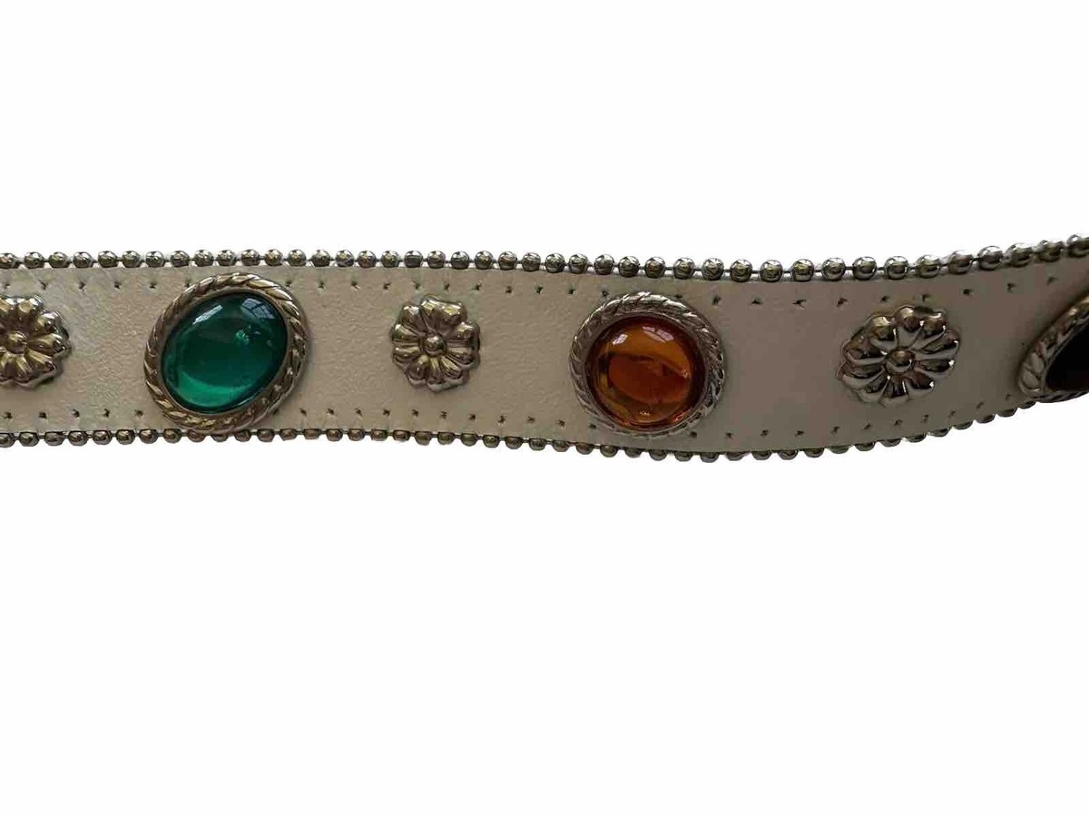 小物 vintage 80s leather-jewelry belt Vintage Belt White