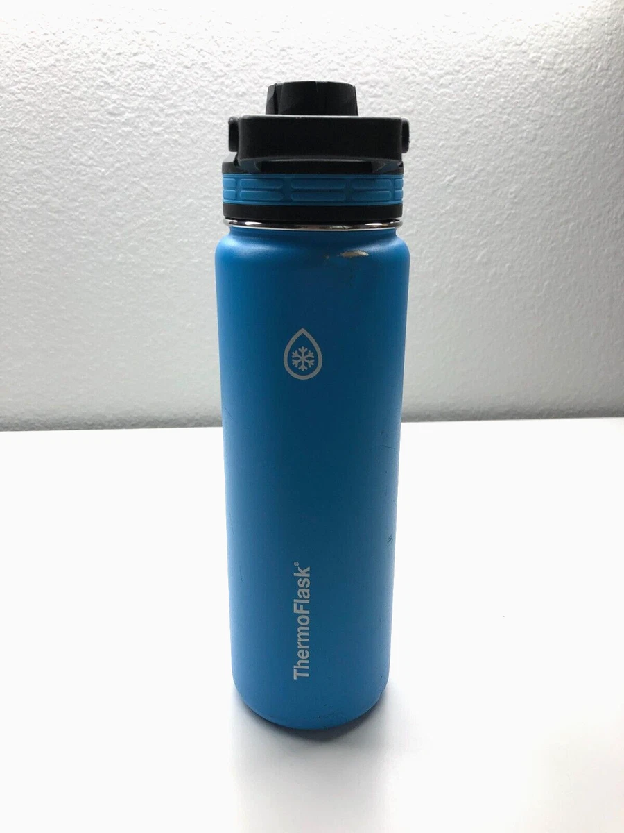 ThermoFlask Water Bottle Blue 24 oz Chug Lid Stainless Steel Handle