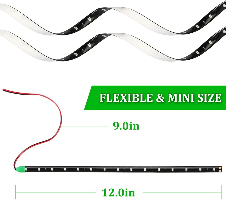 Red 5PCS 12V 12" 15SMD Flexible LED Strip Light Waterproof For Car Truck Boat - Image 4 of 4
