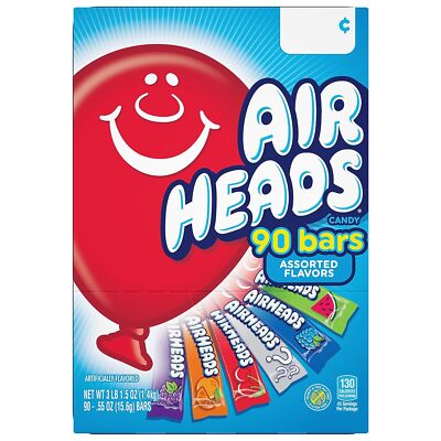 Airheads Candy Bars Variety Bulk Box Chewy Full Size Fruit Taffy 90 Count
