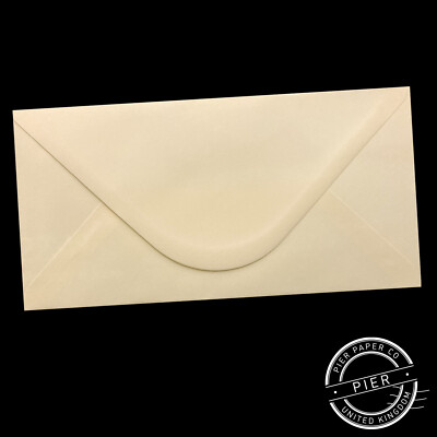 50er Pack x Elfenbein DL Premium Hochzeit 100 g/m² Umschläge 220 mm x 110 mm Pierpapier Co.