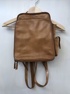 Tignanello Mini Leather Womens Backpack Bag Brown Small Travel Many Pockets