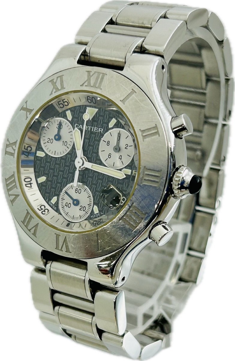 Cartier Must 21 Chronoscaph W10172T2 2424 Quartz Unisex Excellent