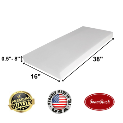 #ad FoamRush 16quot; x 38quot; High Density Upholstery Foam Seat Cushion Made in USA $157.99