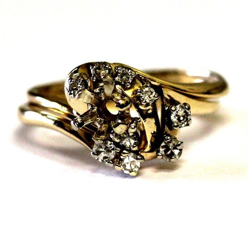14k yellow gold .26ct diamond semi mount engagement ring wrap band 4.9g vintage - Imagen 2 de 8