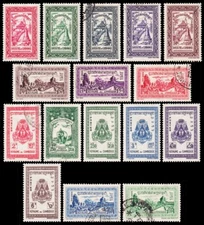 Cambodia Scott 18-29, 31, 33, 36-37 (1954) Used/Mint H F-VF, CV $32.95 W