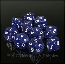 NEW 10 D10 Blue Glitter RPG Gaming Dice Set in Tube WoD Vampire Ten Sided 