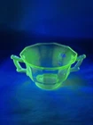 1930s Cambridge Uranium Vaseline Glass Green Depression Decagon Open Sugar Bowl