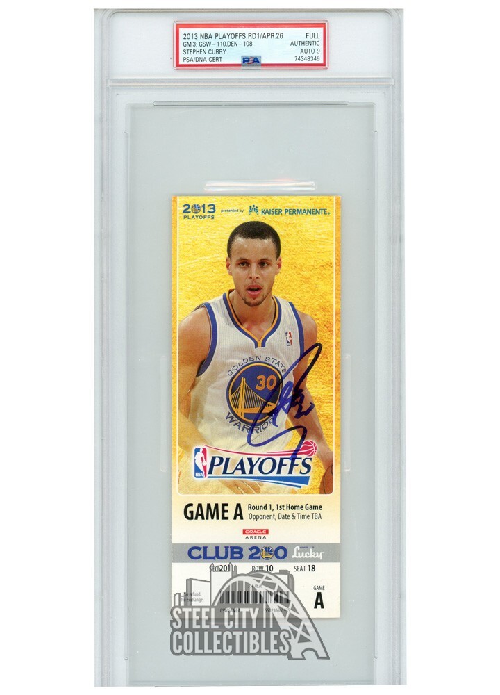 Stephen Curry Autographed Signed 2013 Playoffs Round 1 Game 3 Ticket PSA Auth PSA/DNA 9 