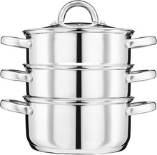 Image of Cooks Professional 3 Tier Steamer Pan |20- 22Cm Stainless Steel Steamer | Pots w