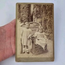 Antique Photograph 2 Children Cricket Bat & Chair By Ateood & Sons, Southgate