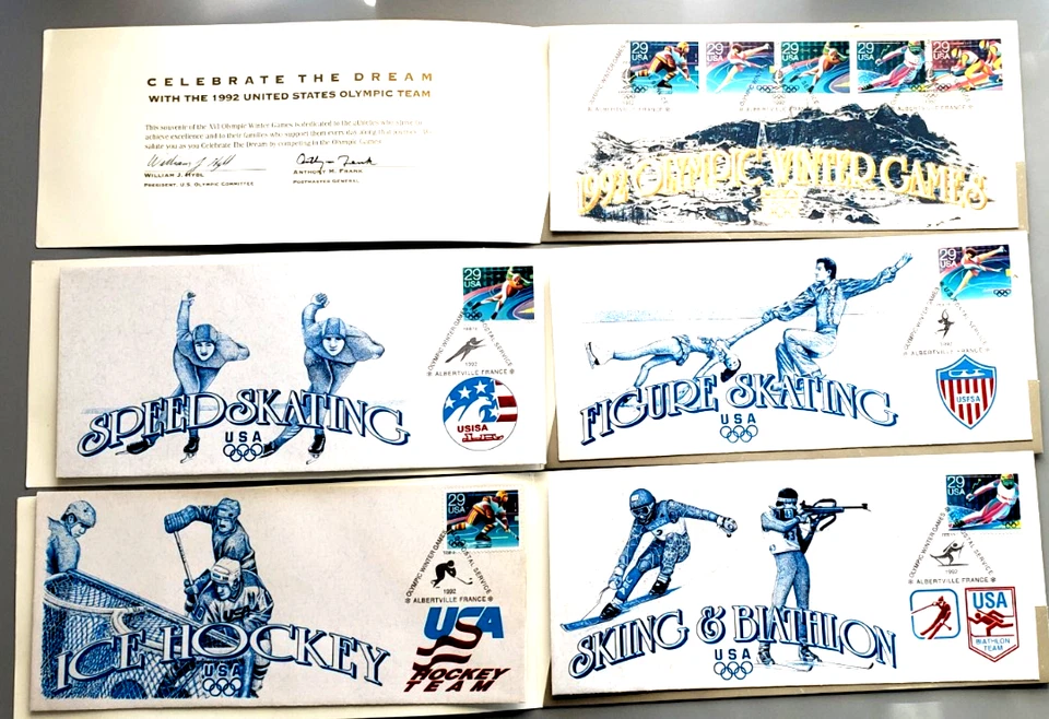 US 1992 ALBERVILLE, FRANCE  XVI OLYMPIC WINTER GAMES OFFICIAL 6 FIRST DAY COVERS - Image 2 of 4