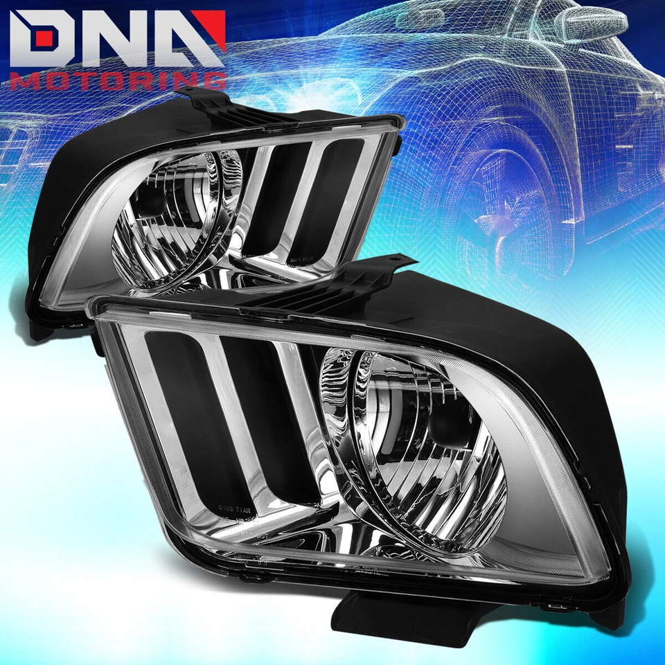 PARA FORD MUSTANG 2005-2009 EURO FARO CRISTAL CON KIT LED ESTILO DELGADO CROMADO Foto 2 de 4