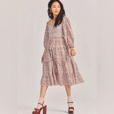 LoveShackFancy X Liberty of London Floral Milkmaid Midi Dress Cottagecore