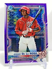 2021 Bowman Chrome 1st Purple Mojo Refractor #'d /250 Jeremy De La Rosa