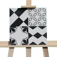 Victorian Eagle Matt Glazed Wall and Floor Tiles - 30 x 30cm White Black Pattern