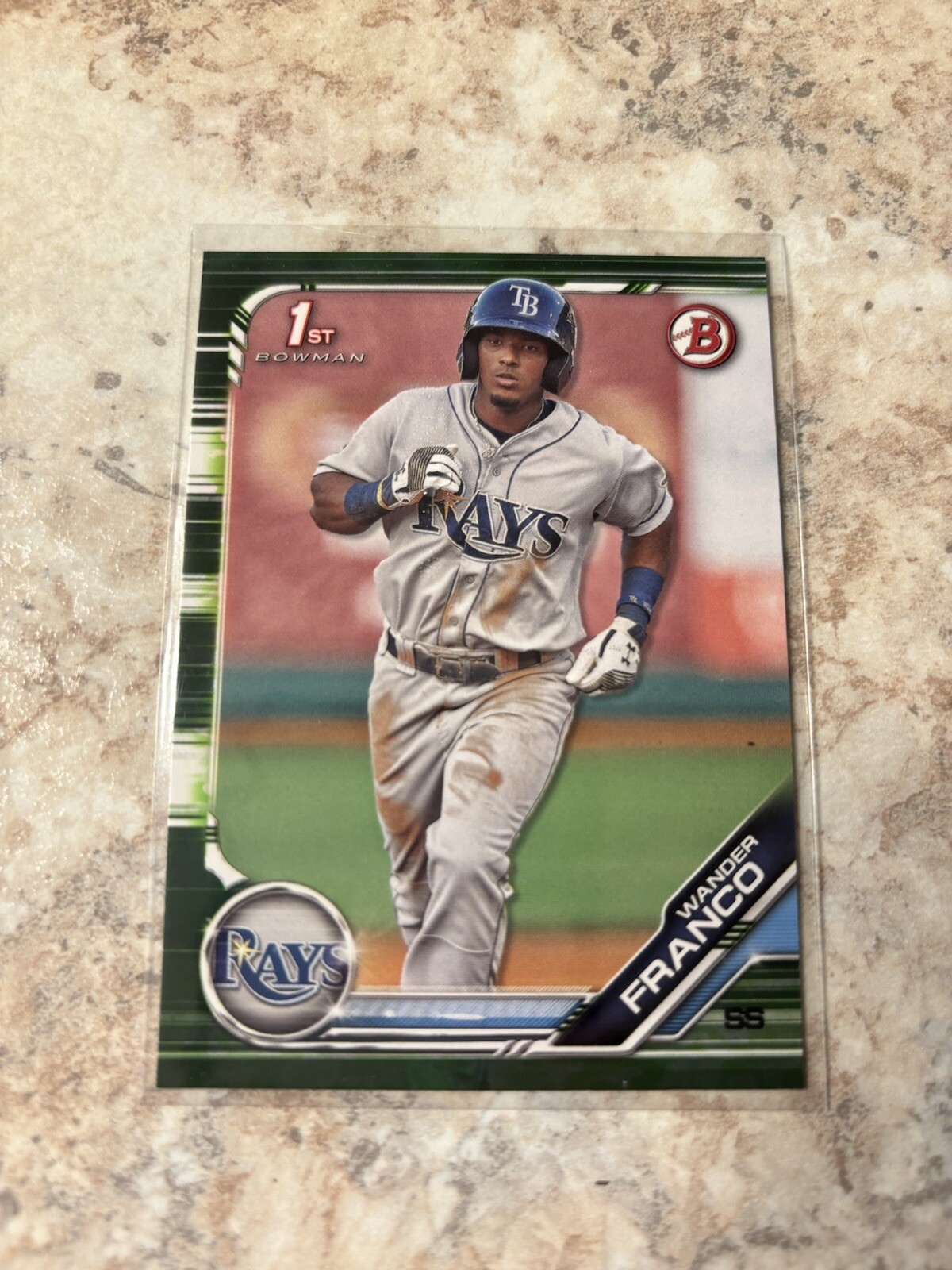 WANDER FRANCO 1st 2019 Bowman Paper Green Camo Parallel #100 Rays Rookie Card RC