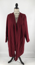 Lafayette 148 100% Wool Crepe Draped Open Front Jacket Coat Red Size Xl Nwt