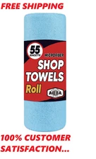 Shop Towels 55 Sheets Microfiber Cleaning Cloth Blue Shop Rags Washable, Micr...