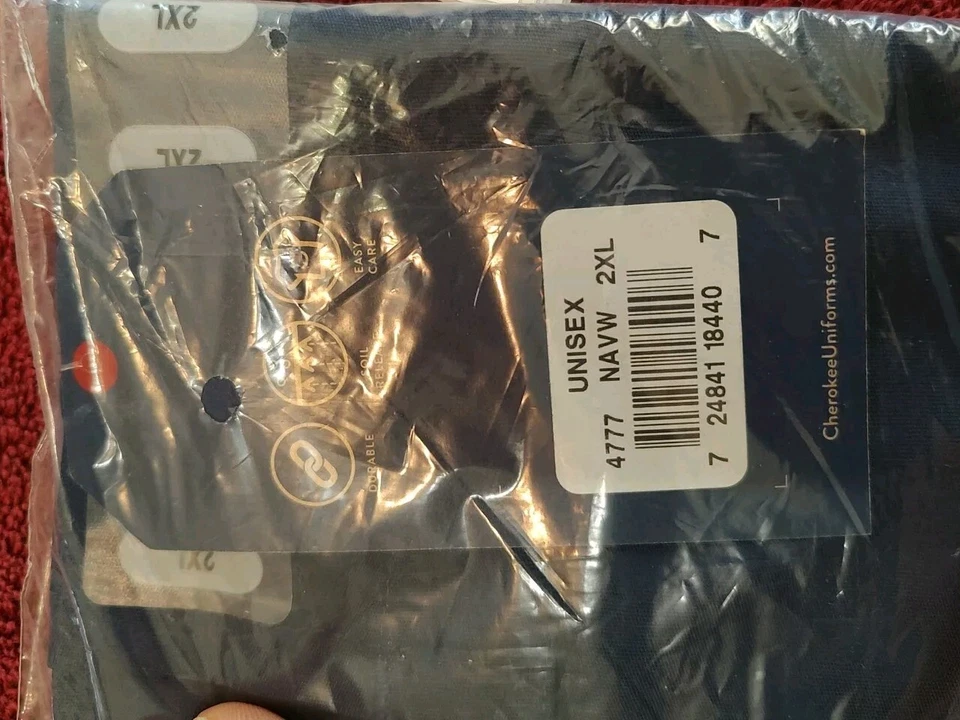 Cherokee Workwear Unisex V-Neck Scrub Top 4777  Size 2XL Navy Blue NWT - Image 4 of 4