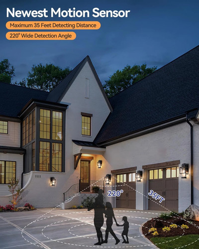 SHIMR Motion Sensor Porch Lights 2 Pack, Dusk to Dawn Outdoor Lighting with W... - Picture 3 of 9