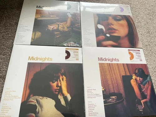 Taylor Swift Midnights 4 x Coloured Vinyl LPs Making The Clockface on rear
