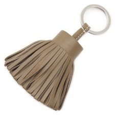 HERMES Key Ring Carmen Lambskin Etoupe Silver Hardware Greige Single Color