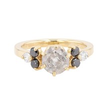 1.38ctw Round Diamond Solitaire w/Accents Engagement Ring 14k Yellow Gold Size 5