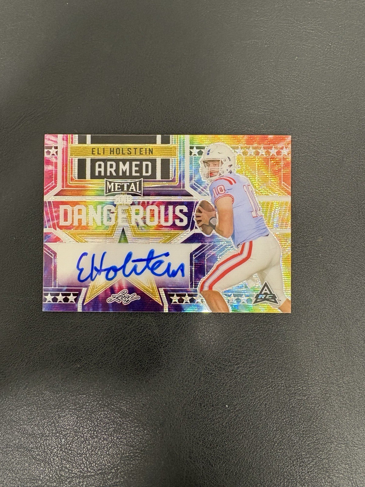 2023 Leaf Metal Football Eli Holstein Tie die Pulsar 1/1 Auto # ad-eh1, X-3 view 1