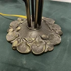 New ListingVTG Tiffany Style Lily Pad Table Lamp 6 Arm Pink &  Green Frosted Tulip Shades
