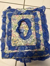 Handmade Floral 3-Ring Album Binder with Blue Lace and Multicolor Design