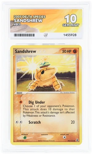 Sandshrew 82/113 ACE graded card