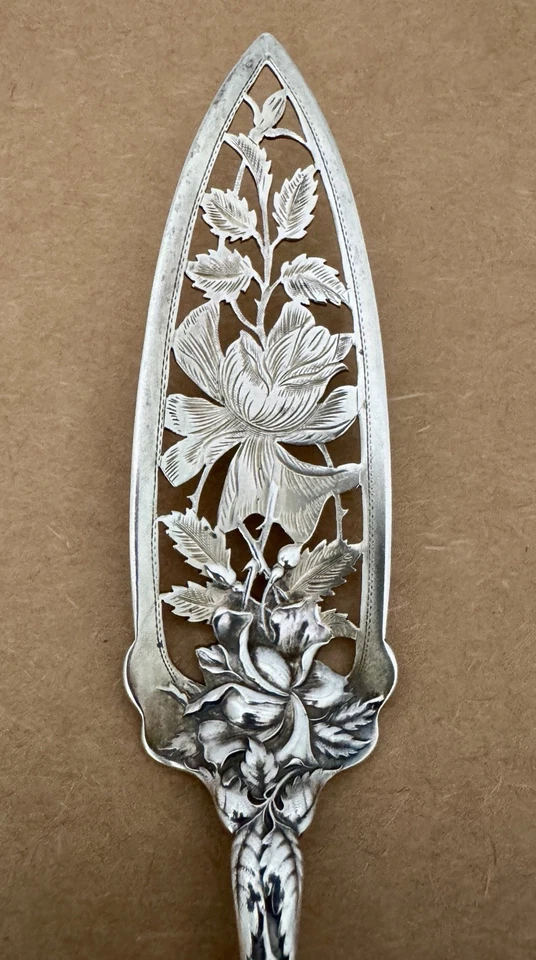 RARO ALVIN BRIDAL ROSE GRANDE 9 1/8” ESTERLINA ELEGANTE GELATINA SERVIDOR C. 1903 Foto 4 de 4