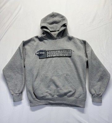 Vintage Harley Davidson Hoodie M gray pullover graphic USA motorcycle sweatshirt