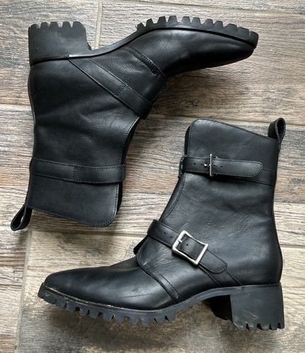 BH & BR Breaking Hearts & Burning Rubber Black Leather Boots 8 - Picture 4 of 7
