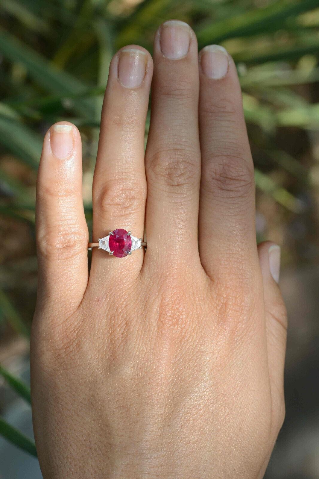 Classical 2.25 Carat Natural Ruby Engagement Ring… - image 2