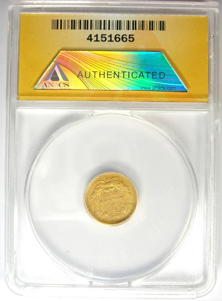 Dólar de oro indio 1857-C G$1. Detalle certificado ANACS VF35 - Moneda rara Charlotte Foto 3 de 4