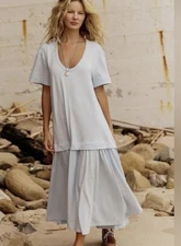 Free People Beach Herron Drop Waist maxi dress in ballard blue size xs brand new