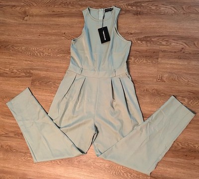 PrettyLittleThing Women's Sage Green Sleeveless Pantsuit Size 10