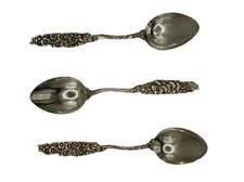 x3 Alvin Sterling Silver Demitasse Spoons x1 Pansy & x2 Forget-me-nots (#489)