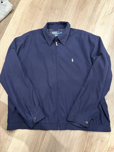 Polo Ralph Lauren Mens Navy Blue Bi Swing Windbreaker Jacket Size L Plaid Lined - product listing photo