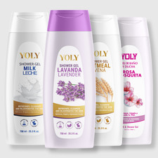 Yoly Shower Gel Set   25.3 fl oz, Milk, Lavender, Rosehip  Oatmeal Variety Pack