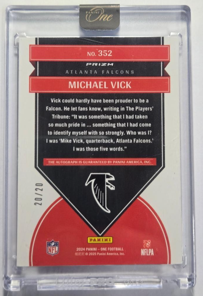 2024 PANINI ONE #352 MICHAEL VICK ONCE IN A FRANCHISE AUTOGRAPH