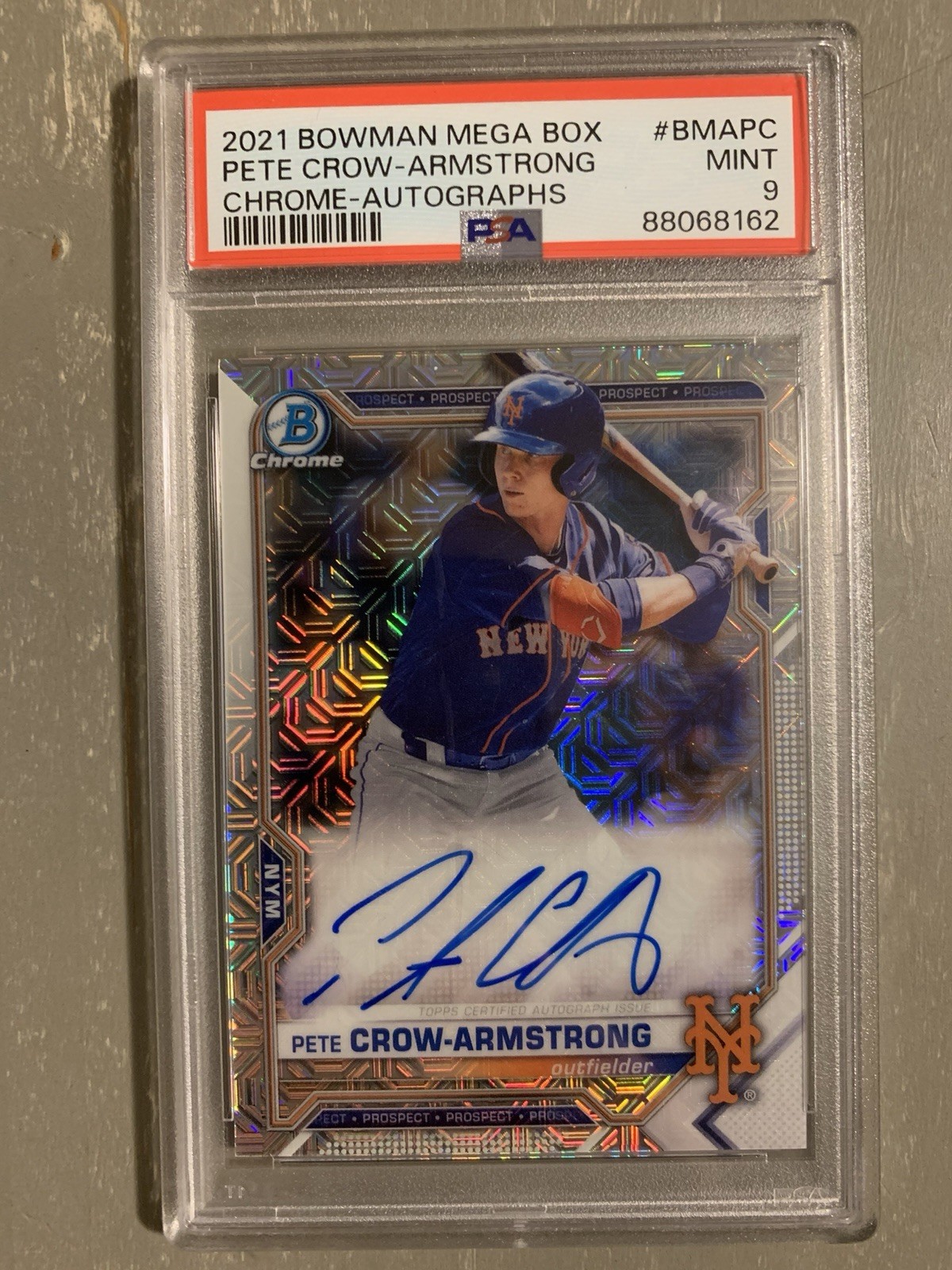 2021 Bowman PCA Auto Mega Box Chrome Auto Pete Crow-Armstrong #BMAPC PSA 9 MVP